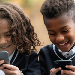Children using smartphones