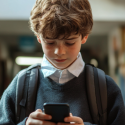 Boy using a smartphone