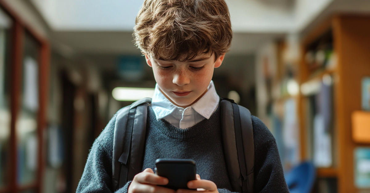Boy using a smartphone