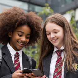 Students using phones