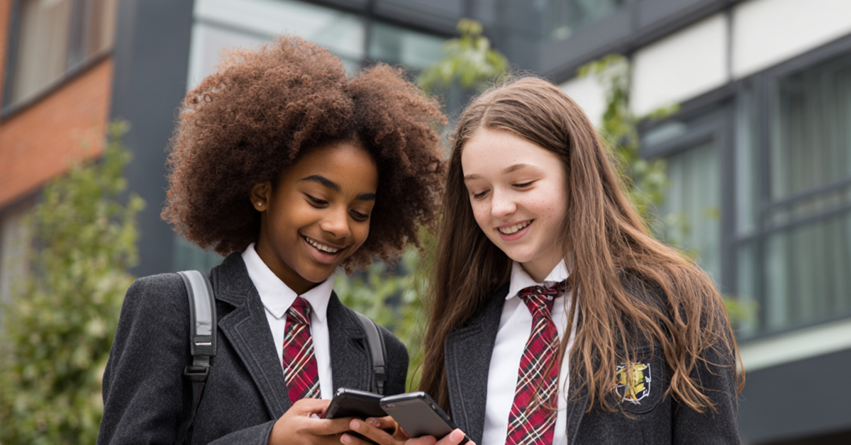 Students using phones